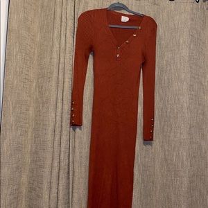 Ribbed Rust Hippie Rose Dress